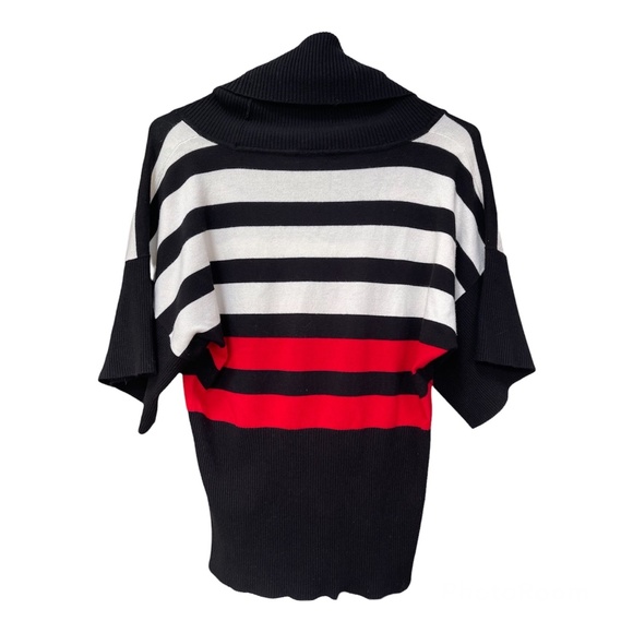 Spense Cowl Neck Knit Sweater Top size small Stripes white red - Picture 2 of 7